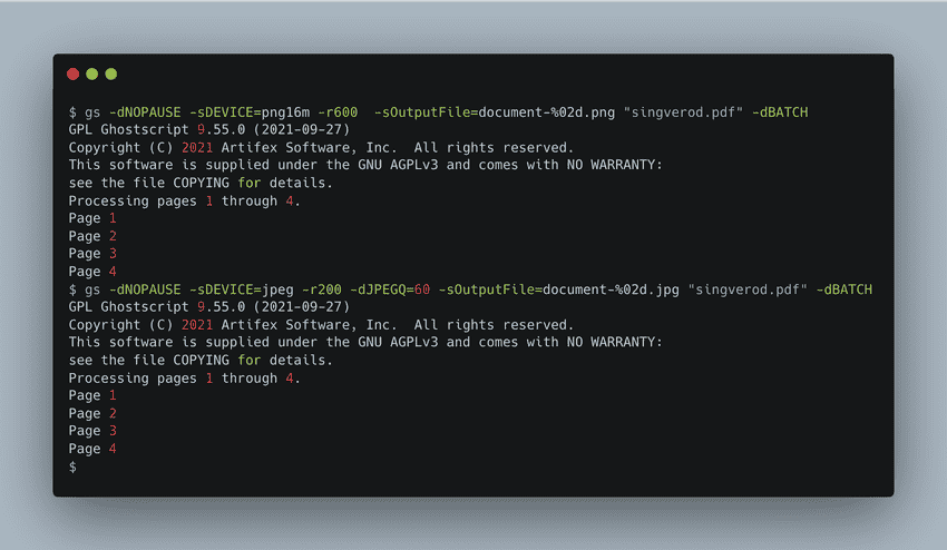 PDF to images with Ghostcript, command line.