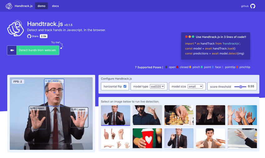 New handtrack.js demo page.