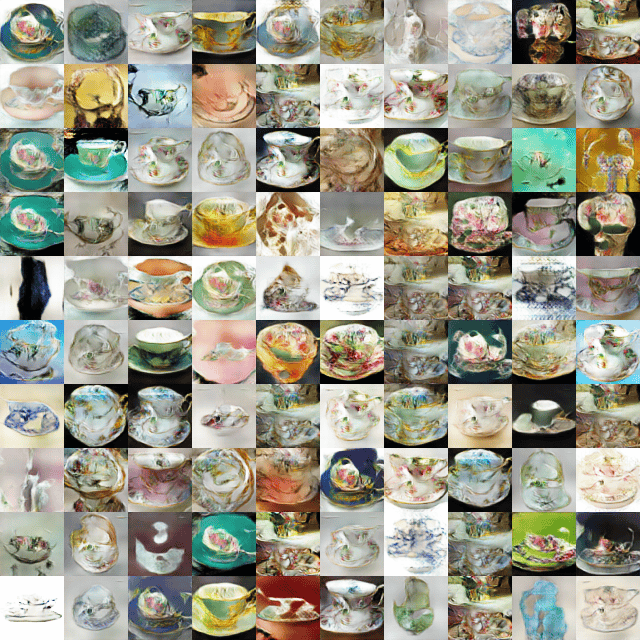 Teacups generated from an “uncurated” dataset (29k) of teacups trained to 32k steps.